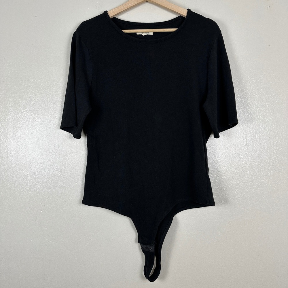 Madewell Women's XXL Bodysuit Black‎ Short Sleeve Ribbed Crew Neck